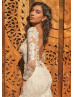 Sabrina Neck Ivory Lace Tulle V Back Wedding Dress